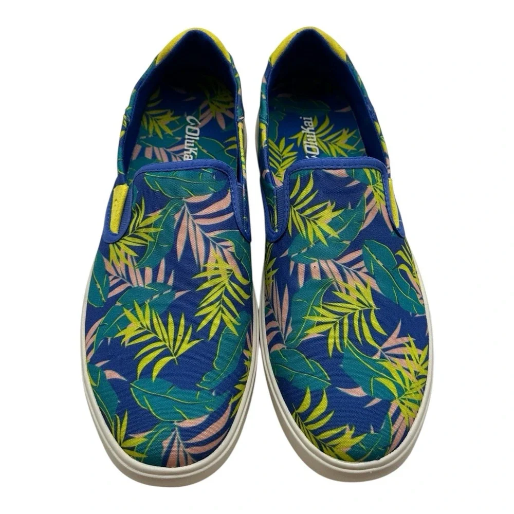 Olukai Lae'Ahi Pa'i Shoes Mens Sz 12 Sunset Blue Aloha Slip On Sneakers Tropical